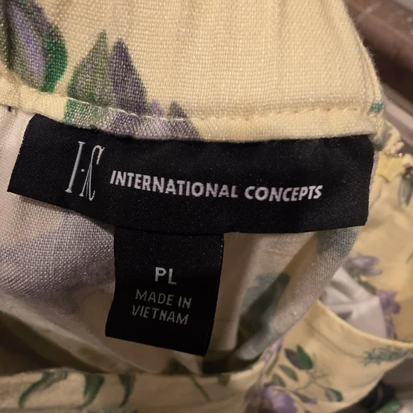 INC International Concepts Yellow Floral Pants - Picture 2 of 2